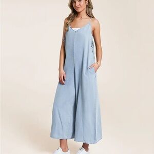 Buckle Light Denim Jumpsuit